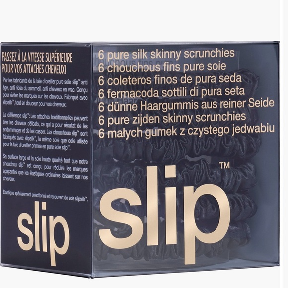 slip Accessories - NWT Set of 6 Slip Pure Silk Skinny Scrunchies in Black
